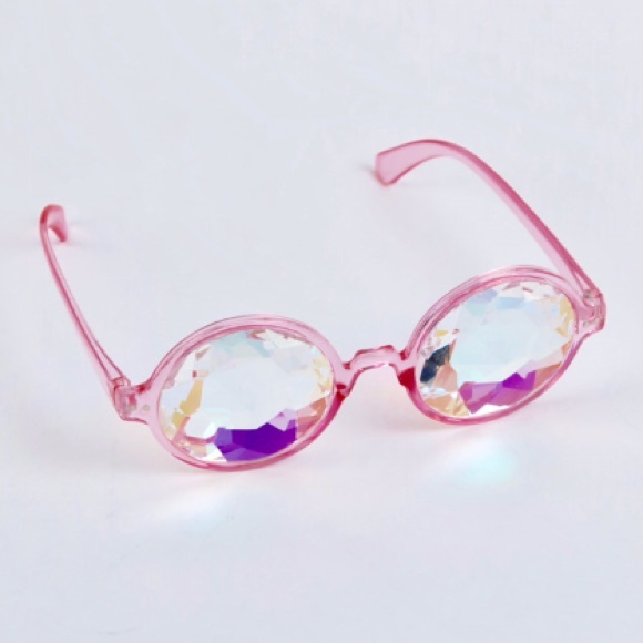 Kaleidoscope diffraction glasses- PINK FRAMES - Picture 3 of 3